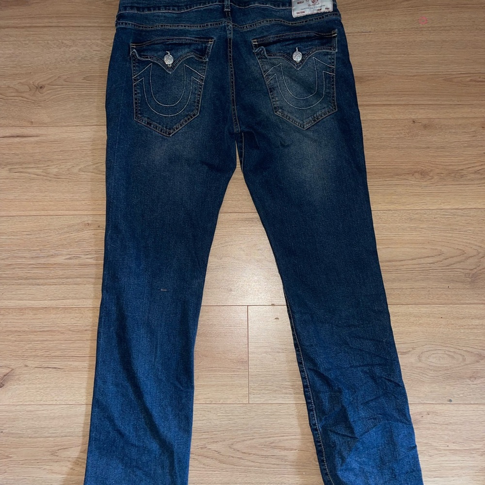 True Religion Blue Jeans, Relaxed straight, Pocket flaps
